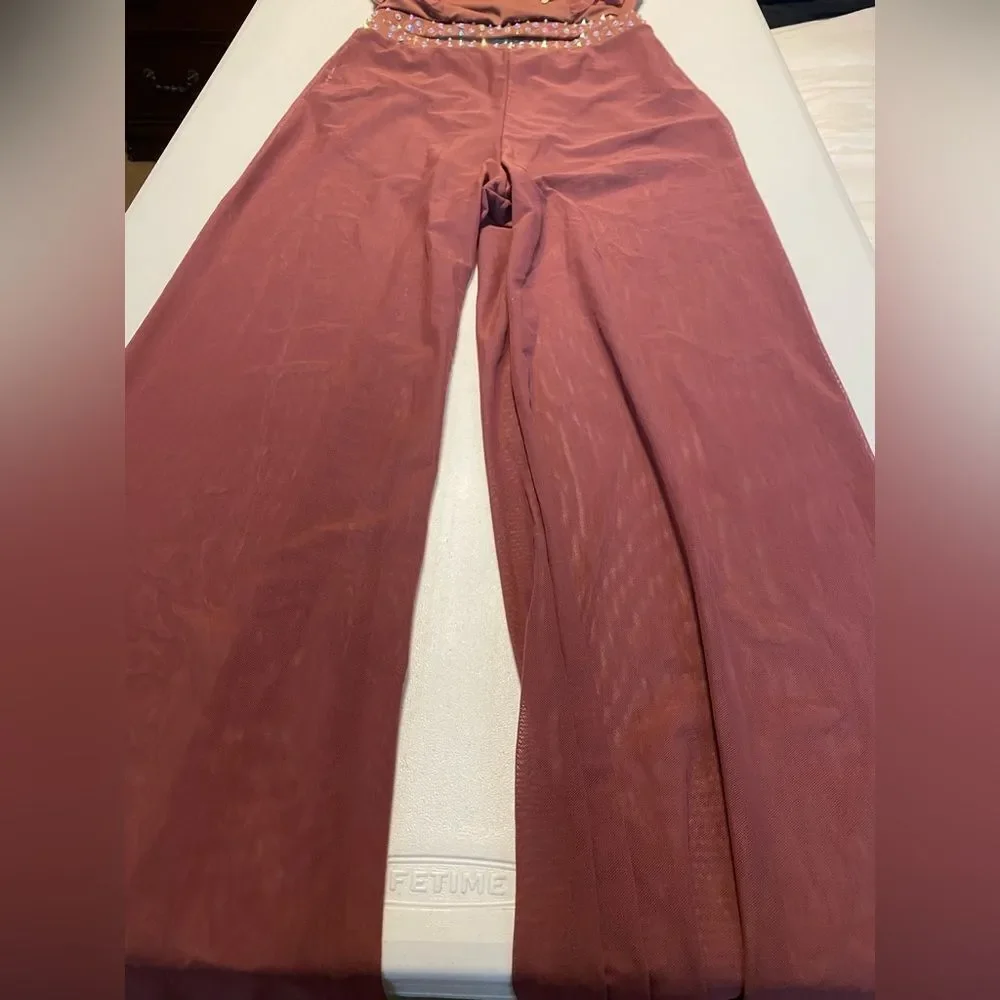 Weissman dance costume 2 piece GOLDEN HOUR SM12288 pant top SA-Small adult